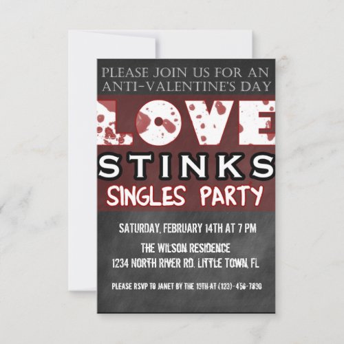 Anti_Valentines Love Stinks Singles Party Invitation