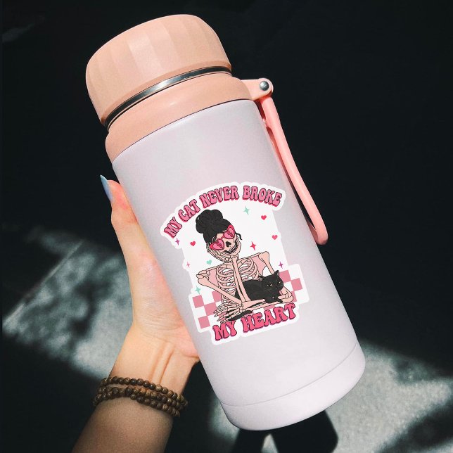 Anti-Valentine's My Cat Never Broke My Heart Vinyl Sticker (Creator Uploaded)