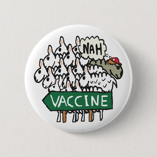 Anti Vax Sheep Vaccination Button (Front)
