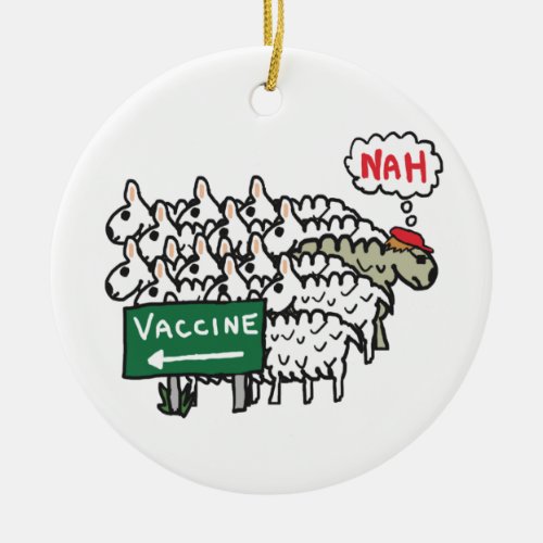 Anti Vax Sheep Vaccination Ceramic Ornament