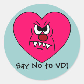 Anti-VD: I hate Valentines Day Angry Heart Face Classic Round Sticker