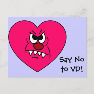 Anti-VD: I hate Valentines Day Angry Heart Face Holiday Postcard