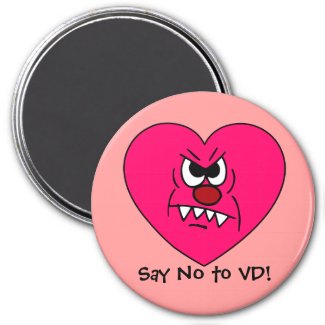 Anti-VD: I hate Valentines Day Angry Heart Face magnet