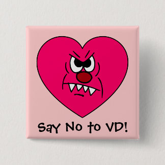 Anti-VD: I hate Valentines Day Angry Heart Face Pinback Button