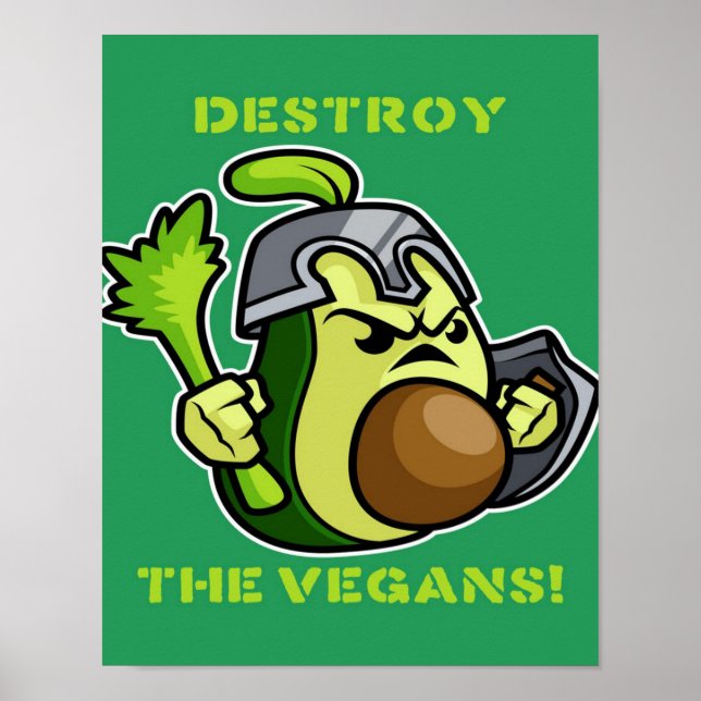 Anti Vegan Avocado Knight Canvas Poster (Front)
