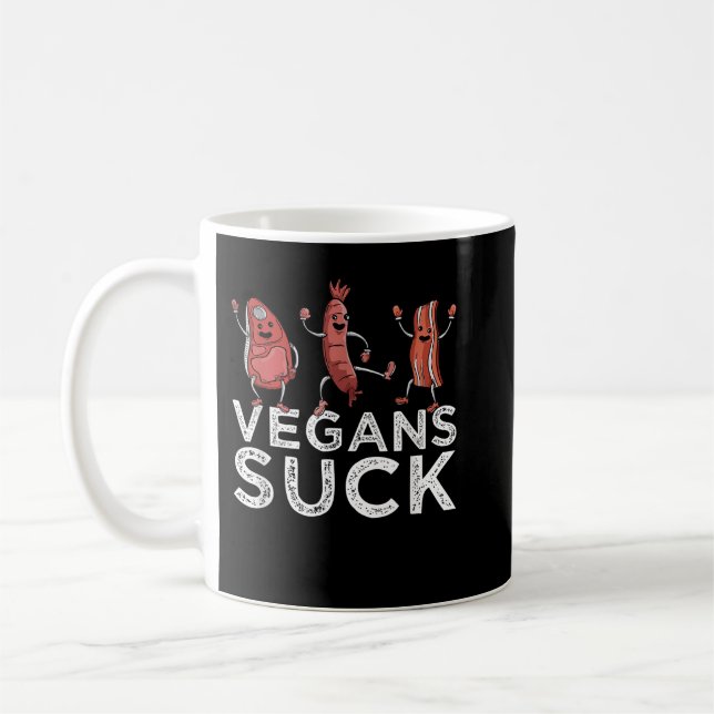 Anti Vegan Meat Eater BBQ Lover Ribeye Steak Vegan Coffee Mug (Left)