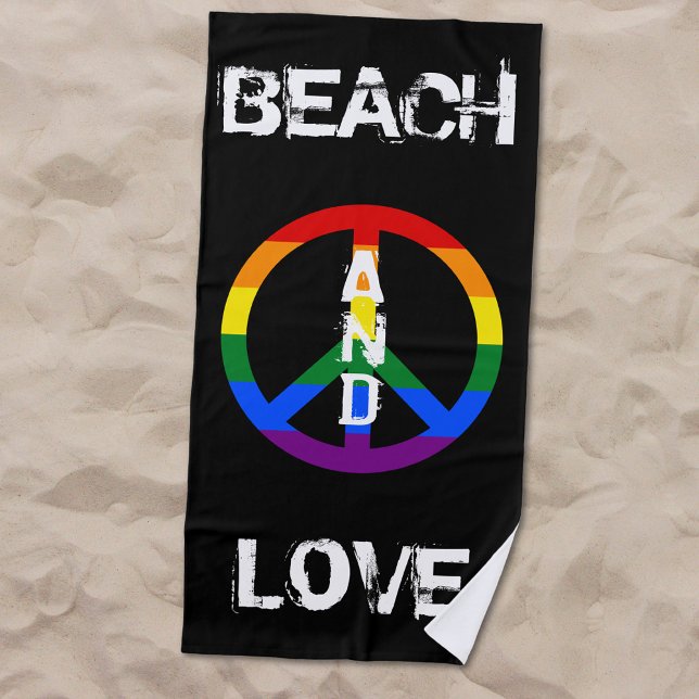 Anti War Gay Rainbow Peace Sign Beach and Love Towel (Creator Uploaded)
