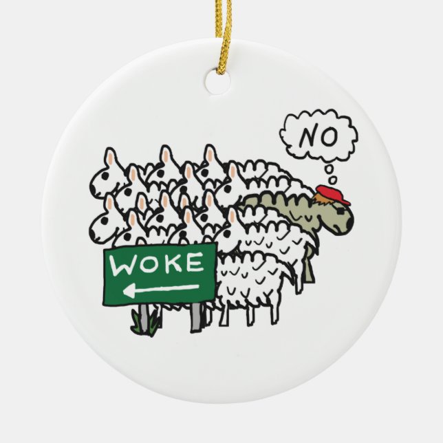 Anti Woke Ceramic Ornament (Front)