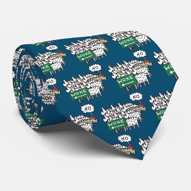 Anti Woke Sheep Neck Tie (Rolled)