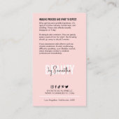 Anti Wrinkle Injections Aftercare Instructions Business Card (Back)