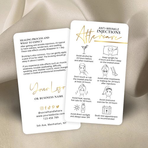 Anti Wrinkle Injections Gold Logo Aftercare Beauty Business Card