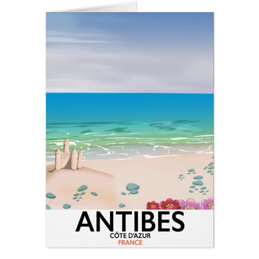 Antibes France Beach poster Cards (Front)