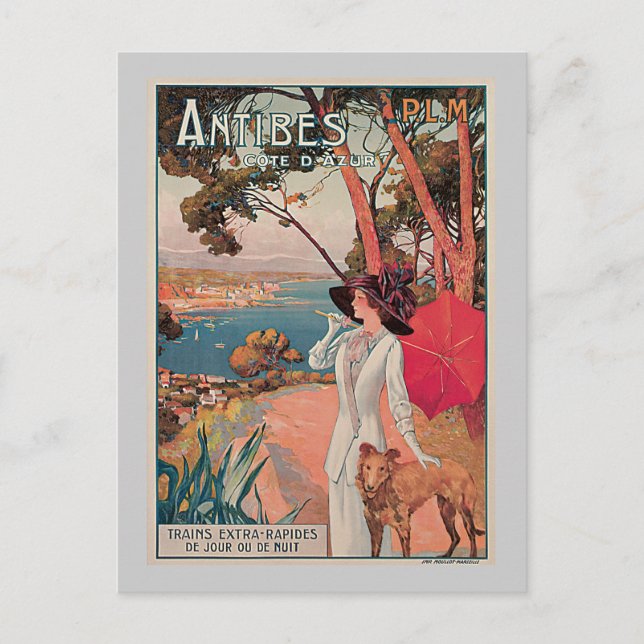 Antibes, France Vintage Travel Advertisement Postcard (Front)