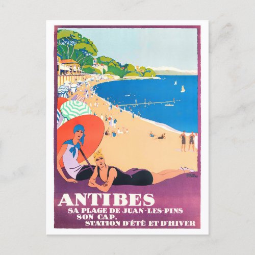 Antibes France vintage travel Postcard