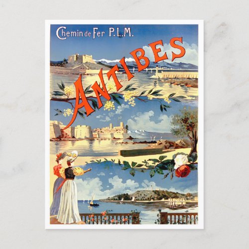 Antibes France vintage travel Postcard
