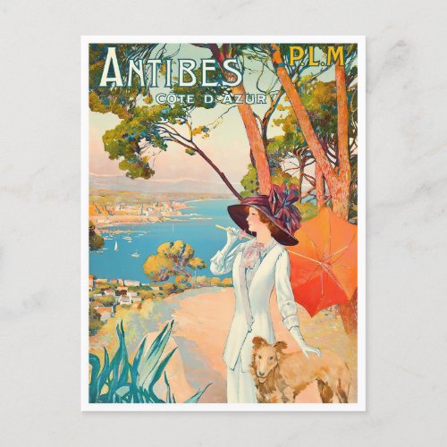 Antibes France vintage travel Postcard