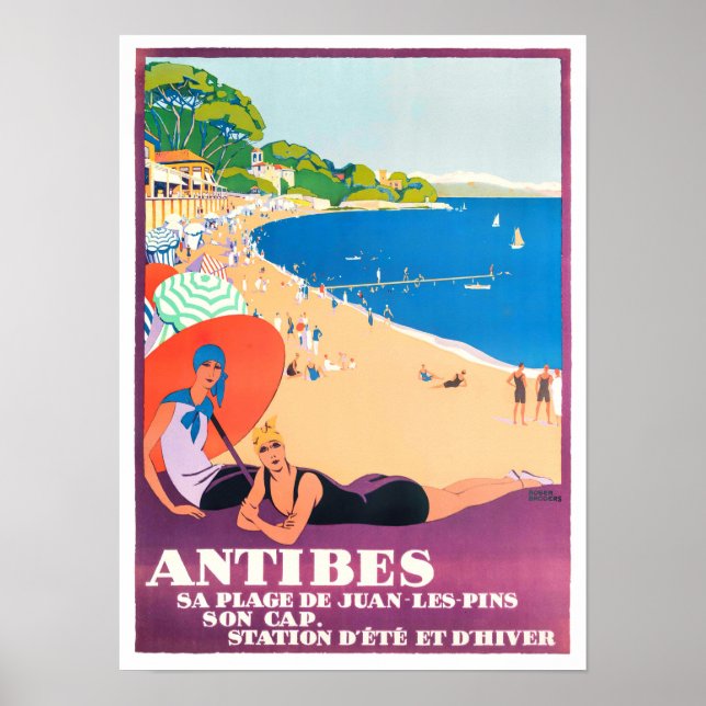 Antibes France vintage travel Poster (Front)