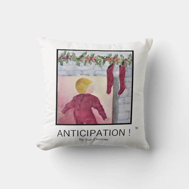 Anticipation on Christmas Eve Throw Pillow (Front)