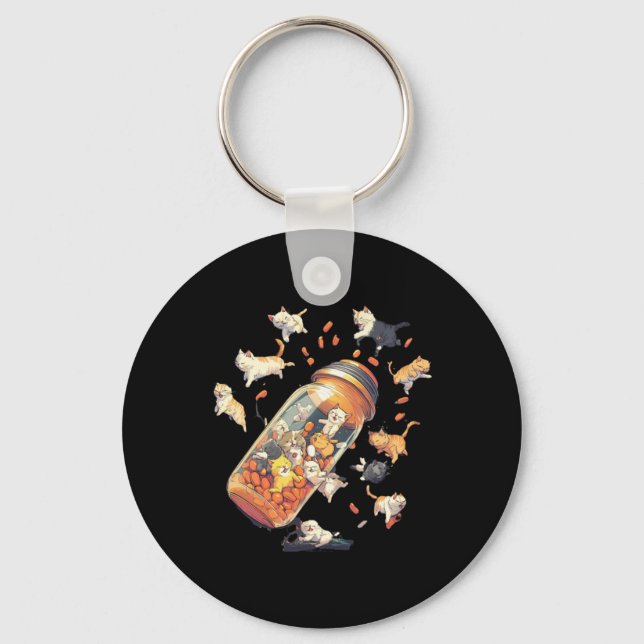 Antidepressant Cat Pill Bottle – Mental Health S D Keychain (Front)