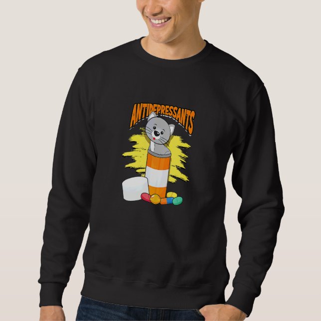 Antidepressants Gray Cats Natural Stripes Pattern Sweatshirt (Front)
