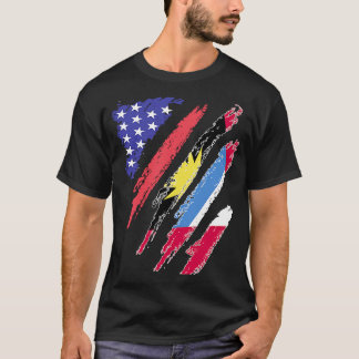 Antigua American Patriot Grown Heart Flag Stripes T-Shirt