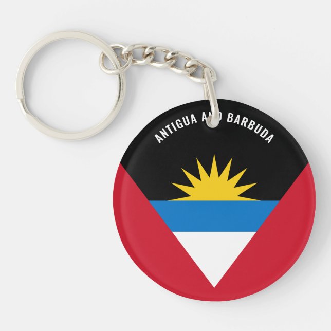 Antigua and Barbuda Flag Charming Patriotic Keychain (Front)