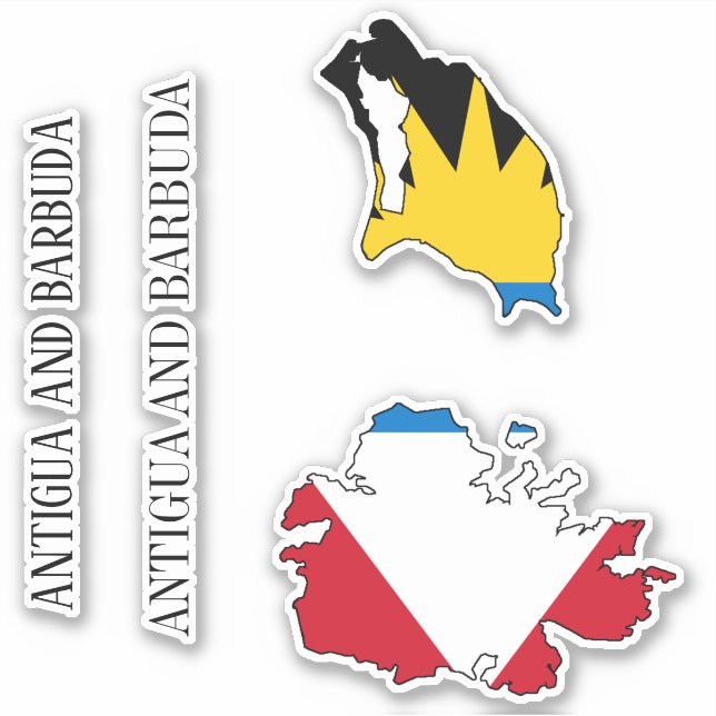 Antigua and Barbuda Flag Charming Patriotic Map Sticker (Front)