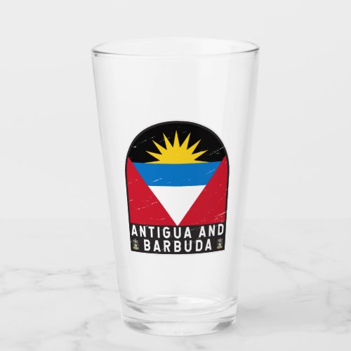 Antigua and Barbuda Flag Emblem Distressed Vintage Glass