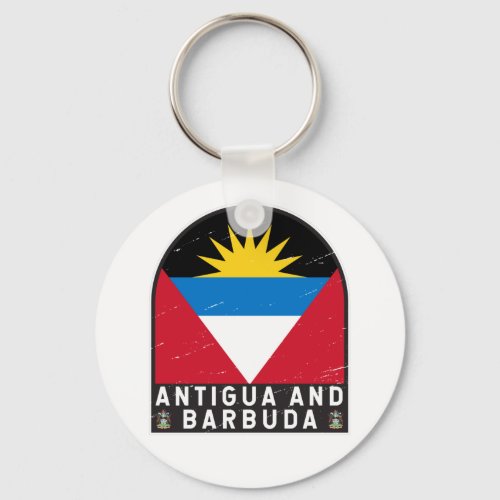 Antigua and Barbuda Flag Emblem Distressed Vintage Keychain