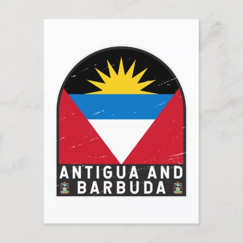 Antigua and Barbuda Flag Emblem Distressed Vintage Postcard