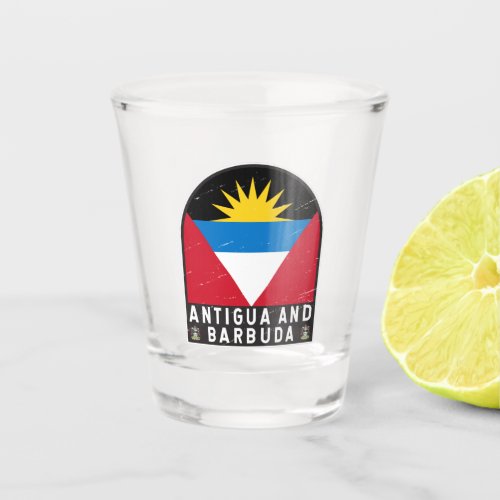 Antigua and Barbuda Flag Emblem Distressed Vintage Shot Glass