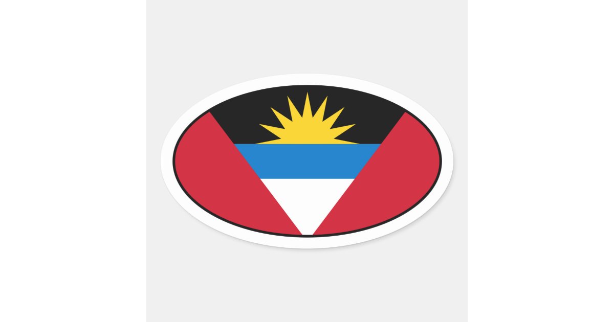 Antigua and Barbuda Flag Oval Sticker | Zazzle