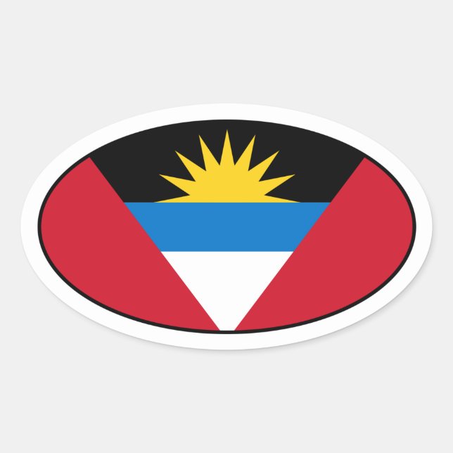 Antigua and Barbuda Flag Oval Sticker (Front)