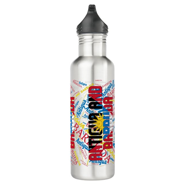 Antigua and Barbuda Flag Patriotic Stainless Steel Water Bottle (Right)