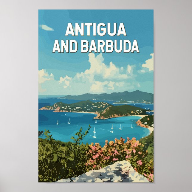 Antigua and Barbuda Illustration Travel Art Retro Poster (Front)