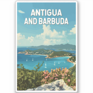 Antigua and Barbuda Illustration Travel Art Retro Sticker