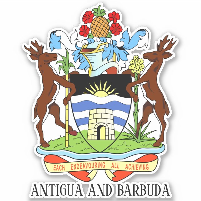 Antigua and Barbuda National Coat Arms Patriotic Sticker (Front)