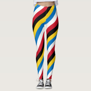 Antigua and Barbuda National Flag Colors Striped L Leggings