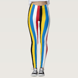 Antigua and Barbuda National Flag Colors Striped Leggings