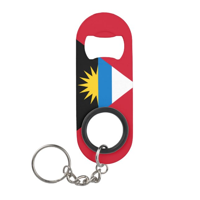 Antigua and Barbuda National Flag Patriotic Keychain Bottle Opener (Front)