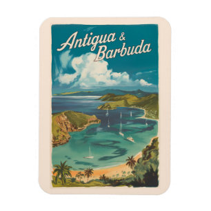 Antigua and Barbuda Painterly Travel Art Vintage Magnet
