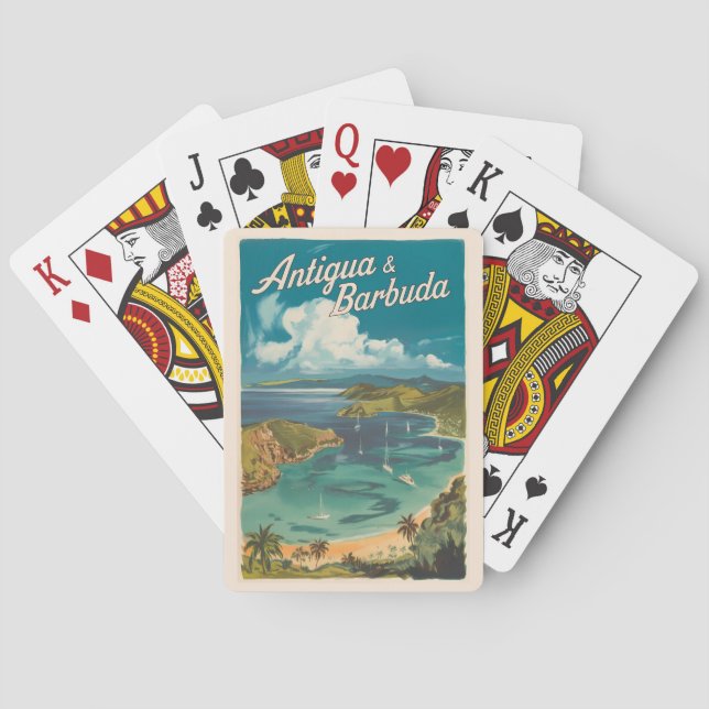 Antigua and Barbuda Painterly Travel Art Vintage Poker Cards (Back)