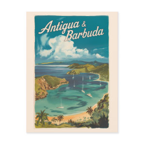 Antigua and Barbuda Painterly Travel Art Vintage Postcard