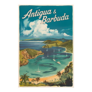 Antigua and Barbuda Painterly Travel Art Vintage Poster