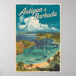 Antigua and Barbuda Painterly Travel Art Vintage Poster