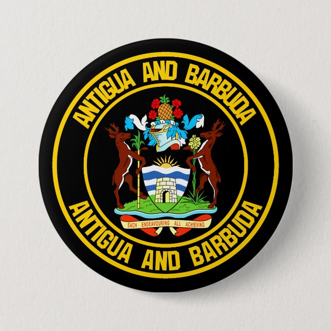 Antigua and Barbuda Round Emblem Button (Front)