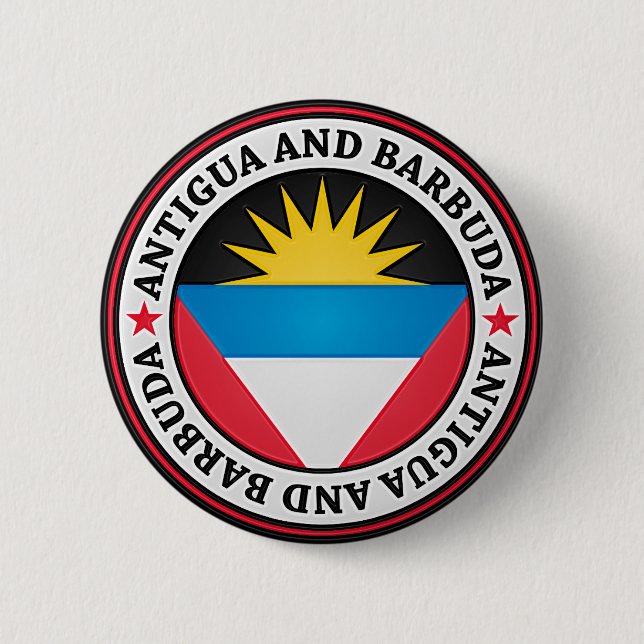 Antigua And Barbuda Round Emblem Button (Front)