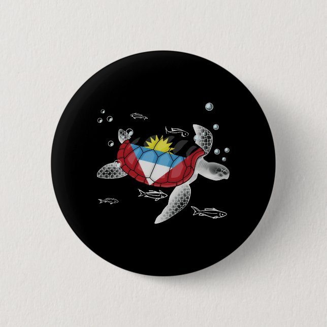 Antigua And Barbuda Turtle Button (Front)