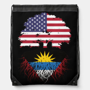 Antigua Antiguan American USA Tree Roots Flag Drawstring Bag
