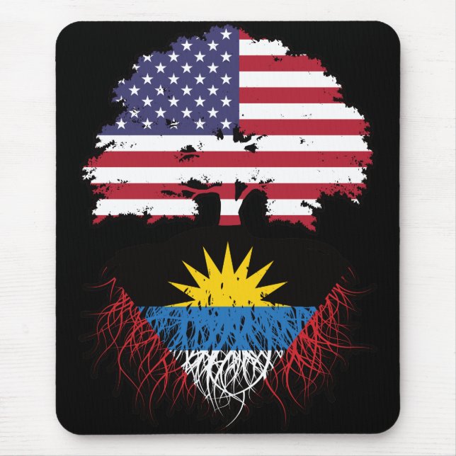 Antigua Antiguan American USA Tree Roots Flag Mouse Pad (Front)